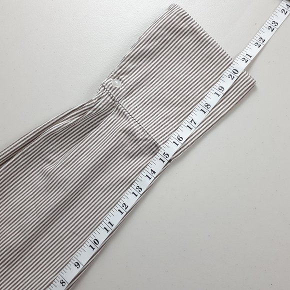 Ashley Stewart Tan Vertical Stripe Sash Tie Button-down Shirt - Picture 8 of 15